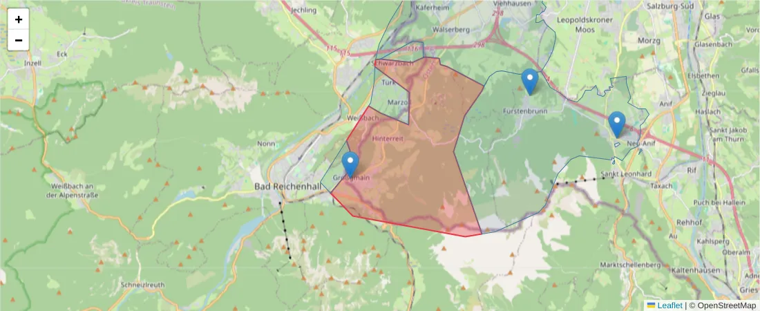 Karte des Postleitzahlen Bereichs  und der umliegenden Postleitzahlen in Deutschland