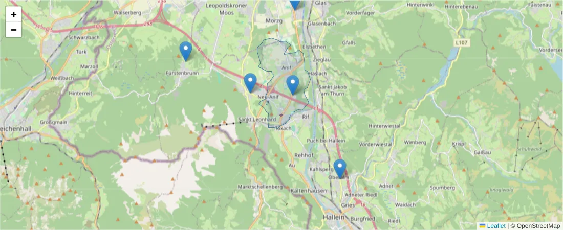 Karte des Postleitzahlen Bereichs  und der umliegenden Postleitzahlen in Deutschland