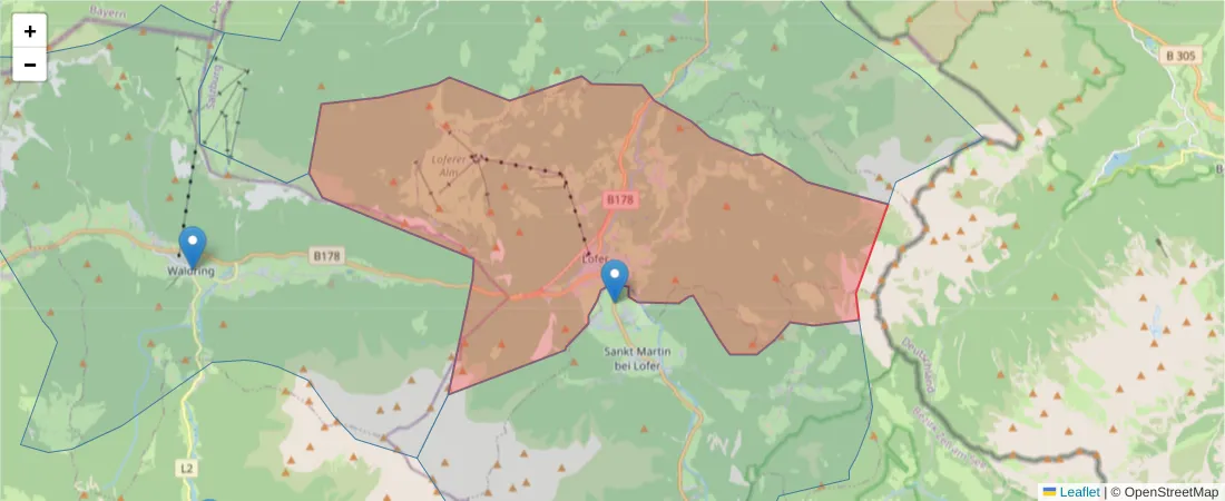 Karte des Postleitzahlen Bereichs  und der umliegenden Postleitzahlen in Deutschland