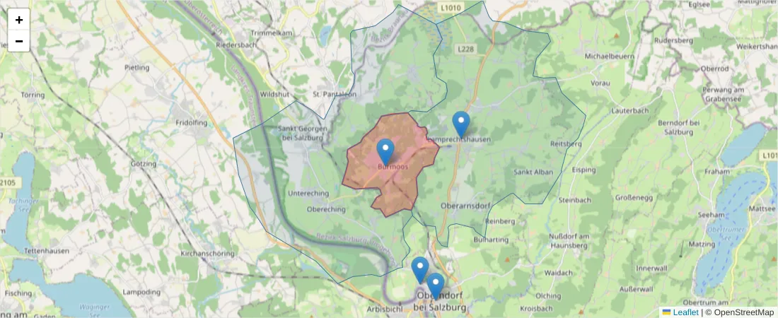 Karte des Postleitzahlen Bereichs  und der umliegenden Postleitzahlen in Deutschland