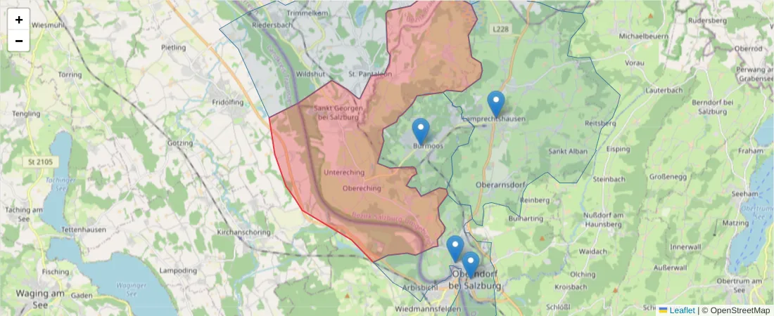 Karte des Postleitzahlen Bereichs  und der umliegenden Postleitzahlen in Deutschland