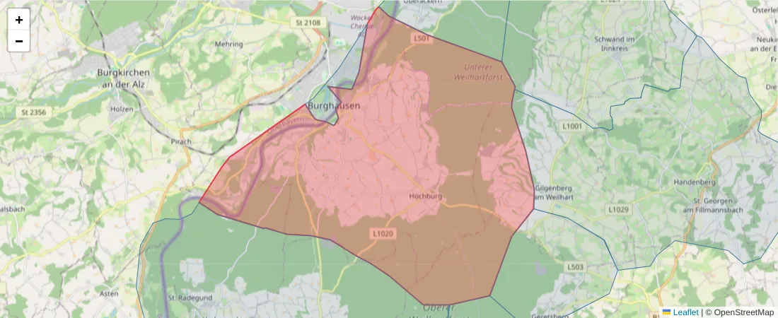 Karte des Postleitzahlen Bereichs  und der umliegenden Postleitzahlen in Deutschland