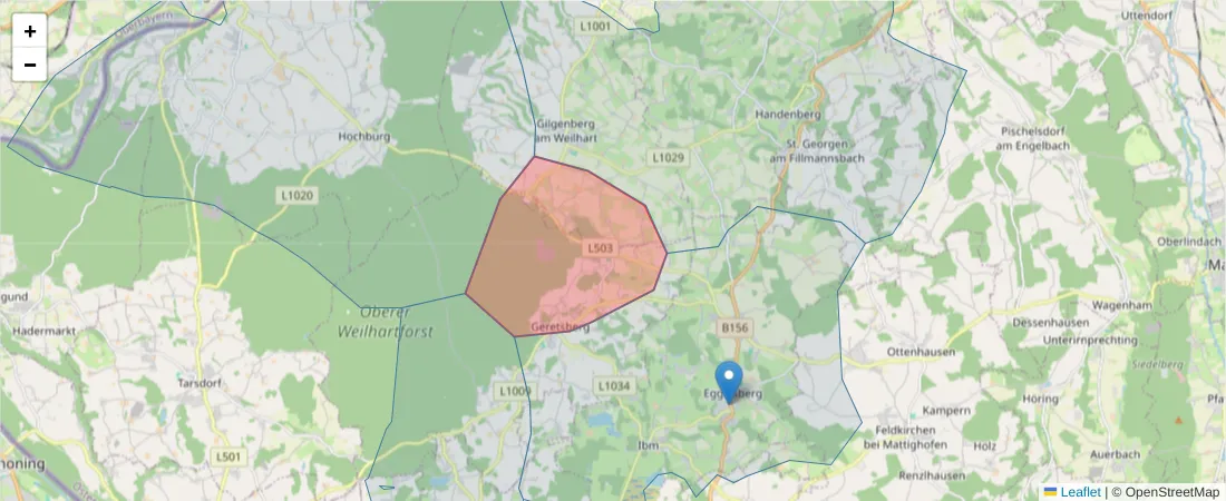 Karte des Postleitzahlen Bereichs  und der umliegenden Postleitzahlen in Deutschland