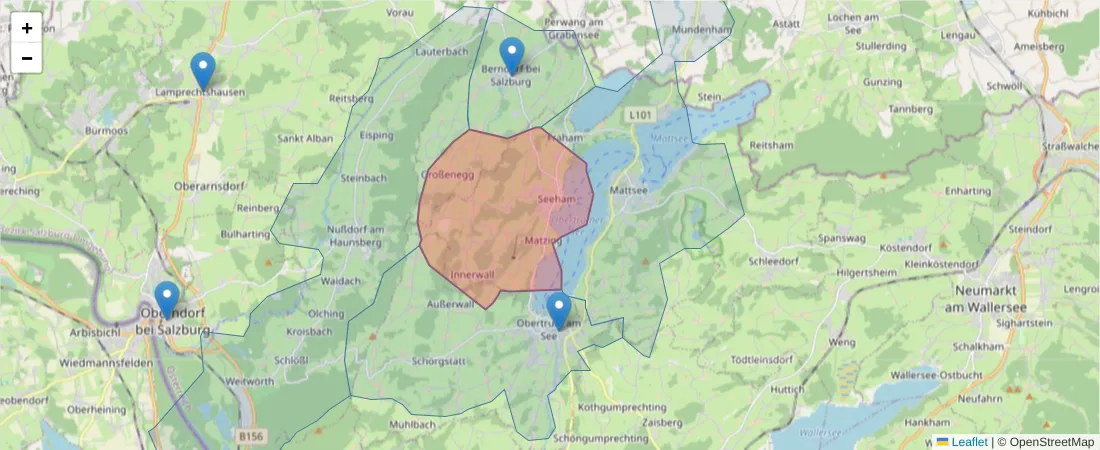 Karte des Postleitzahlen Bereichs  und der umliegenden Postleitzahlen in Deutschland
