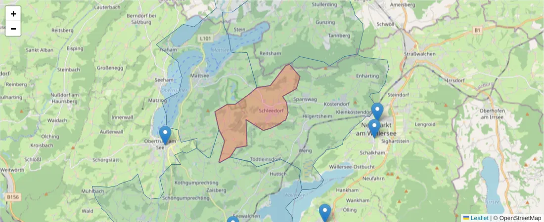 Karte des Postleitzahlen Bereichs  und der umliegenden Postleitzahlen in Deutschland