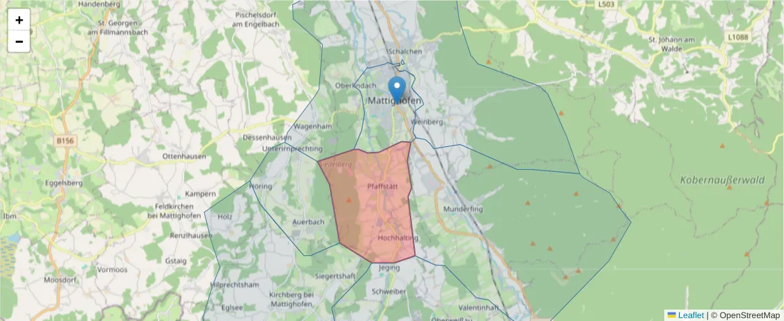 Karte des Postleitzahlen Bereichs  und der umliegenden Postleitzahlen in Deutschland