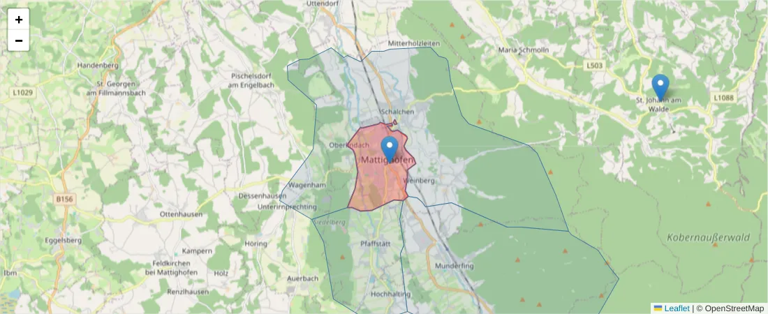 Karte des Postleitzahlen Bereichs  und der umliegenden Postleitzahlen in Deutschland