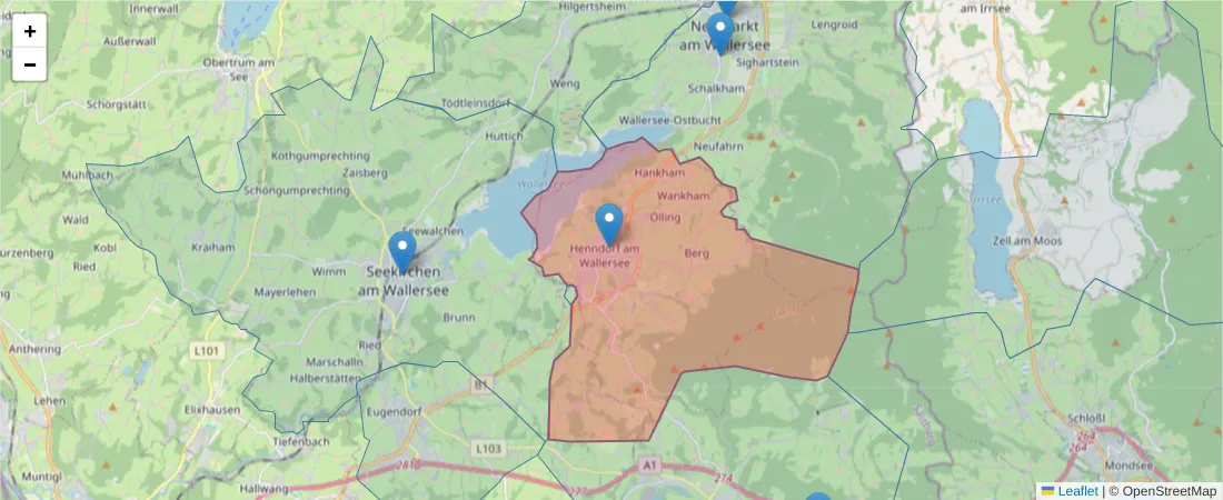 Karte des Postleitzahlen Bereichs  und der umliegenden Postleitzahlen in Deutschland