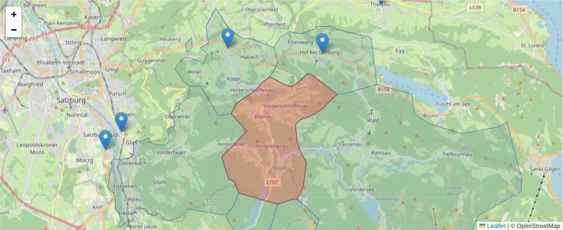 Karte des Postleitzahlen Bereichs  und der umliegenden Postleitzahlen in Deutschland