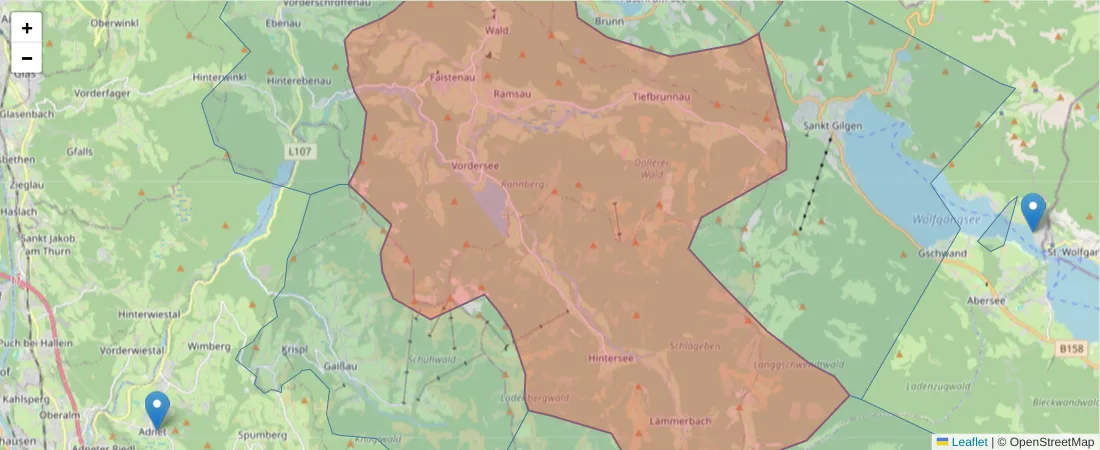 Karte des Postleitzahlen Bereichs  und der umliegenden Postleitzahlen in Deutschland