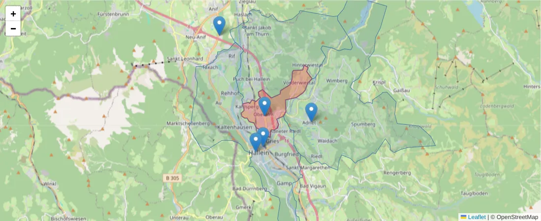 Karte des Postleitzahlen Bereichs  und der umliegenden Postleitzahlen in Deutschland