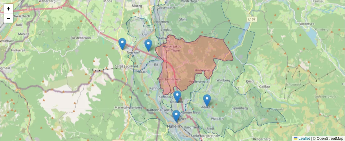 Karte des Postleitzahlen Bereichs  und der umliegenden Postleitzahlen in Deutschland