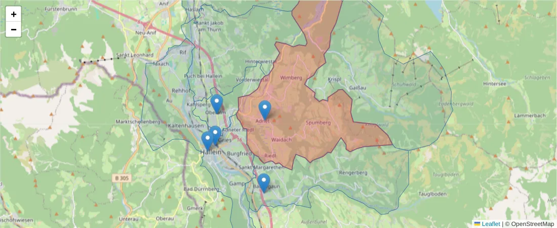 Karte des Postleitzahlen Bereichs  und der umliegenden Postleitzahlen in Deutschland