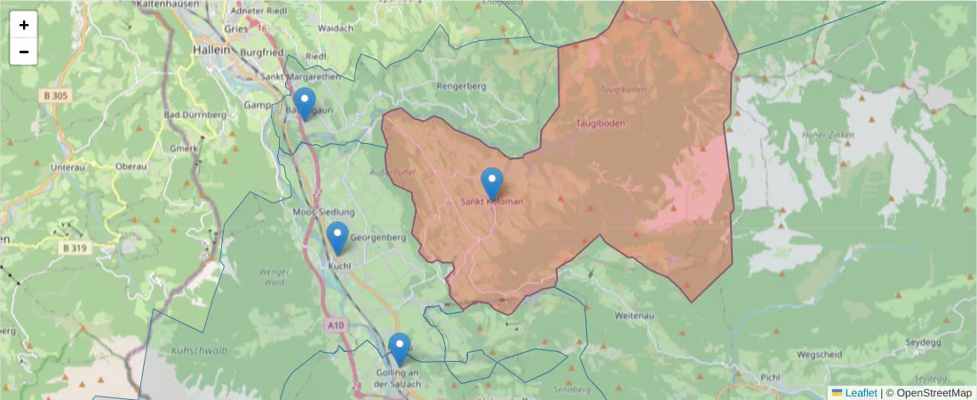 Karte des Postleitzahlen Bereichs  und der umliegenden Postleitzahlen in Deutschland