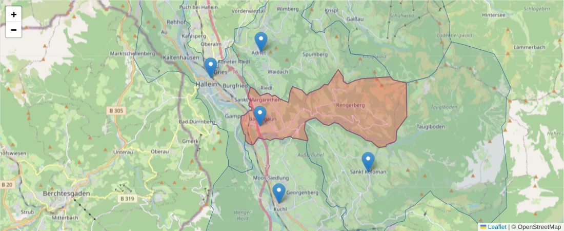 Karte des Postleitzahlen Bereichs  und der umliegenden Postleitzahlen in Deutschland