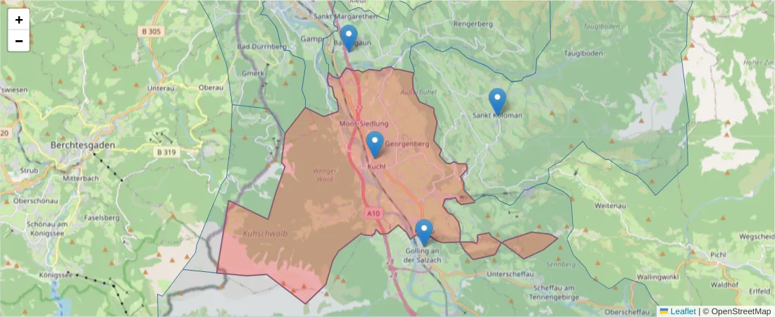 Karte des Postleitzahlen Bereichs  und der umliegenden Postleitzahlen in Deutschland
