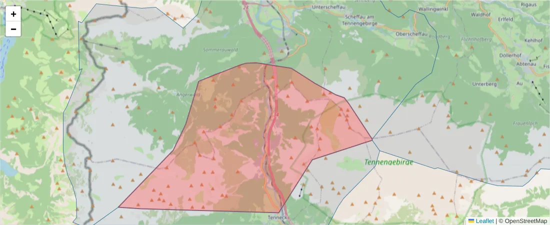 Karte des Postleitzahlen Bereichs  und der umliegenden Postleitzahlen in Deutschland