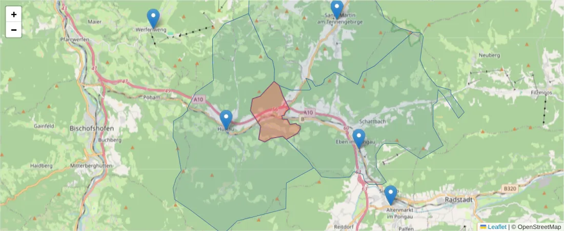 Karte des Postleitzahlen Bereichs  und der umliegenden Postleitzahlen in Deutschland