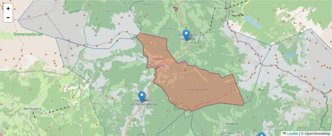 Karte des Postleitzahlen Bereichs  und der umliegenden Postleitzahlen in Deutschland