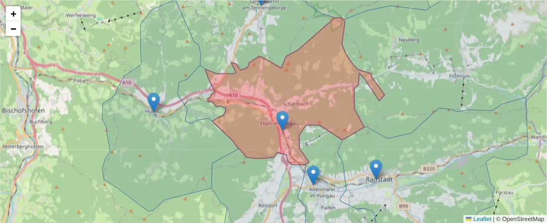 Karte des Postleitzahlen Bereichs  und der umliegenden Postleitzahlen in Deutschland