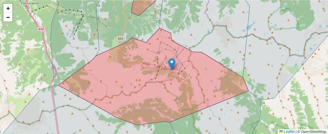 Karte des Postleitzahlen Bereichs  und der umliegenden Postleitzahlen in Deutschland