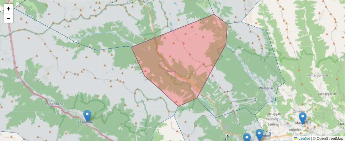 Karte des Postleitzahlen Bereichs  und der umliegenden Postleitzahlen in Deutschland