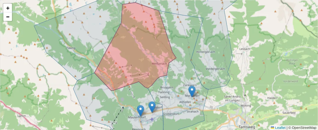 Karte des Postleitzahlen Bereichs  und der umliegenden Postleitzahlen in Deutschland