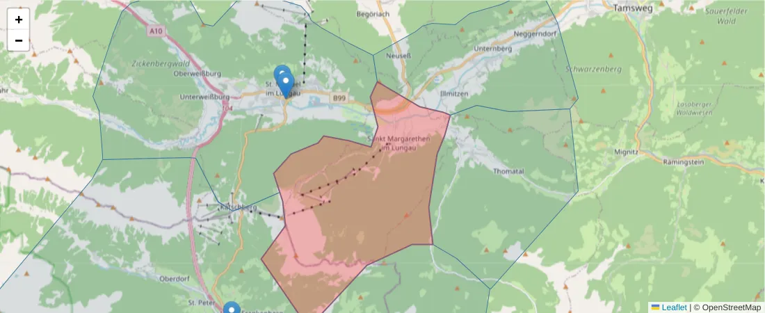 Karte des Postleitzahlen Bereichs  und der umliegenden Postleitzahlen in Deutschland