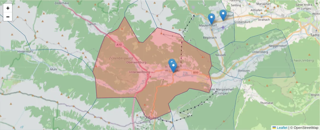 Karte des Postleitzahlen Bereichs  und der umliegenden Postleitzahlen in Deutschland