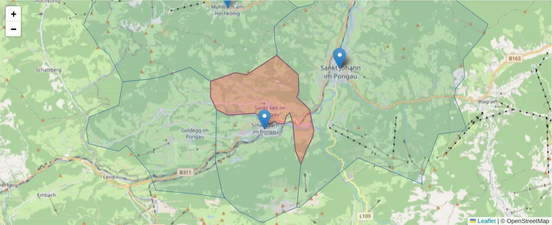 Karte des Postleitzahlen Bereichs  und der umliegenden Postleitzahlen in Deutschland