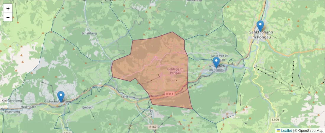 Karte des Postleitzahlen Bereichs  und der umliegenden Postleitzahlen in Deutschland