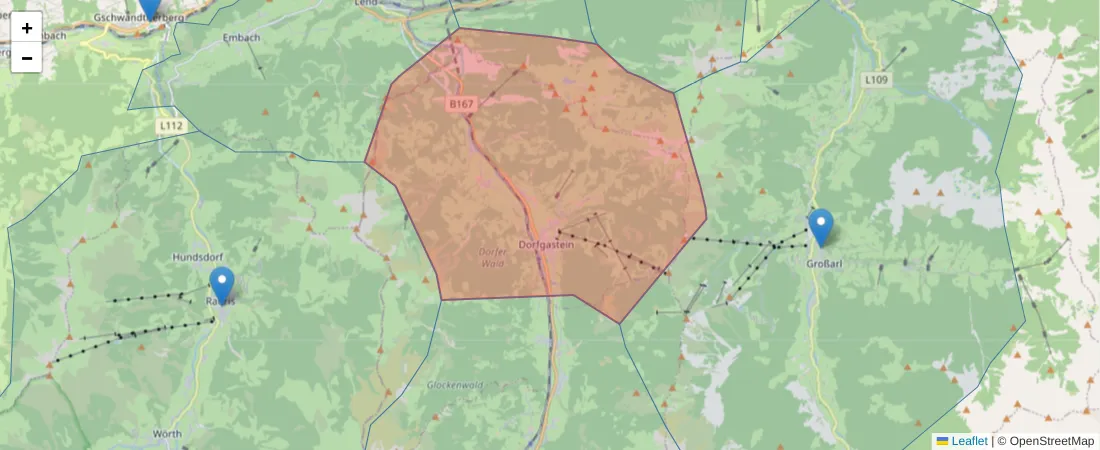 Karte des Postleitzahlen Bereichs  und der umliegenden Postleitzahlen in Deutschland