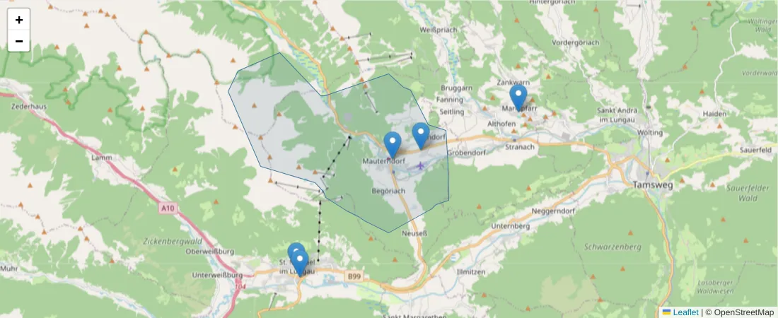 Karte des Postleitzahlen Bereichs  und der umliegenden Postleitzahlen in Deutschland
