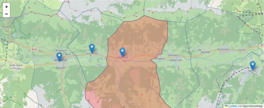 Karte des Postleitzahlen Bereichs  und der umliegenden Postleitzahlen in Deutschland