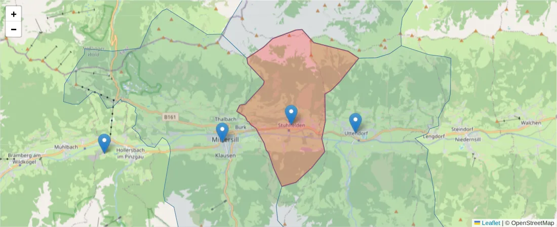Karte des Postleitzahlen Bereichs  und der umliegenden Postleitzahlen in Deutschland