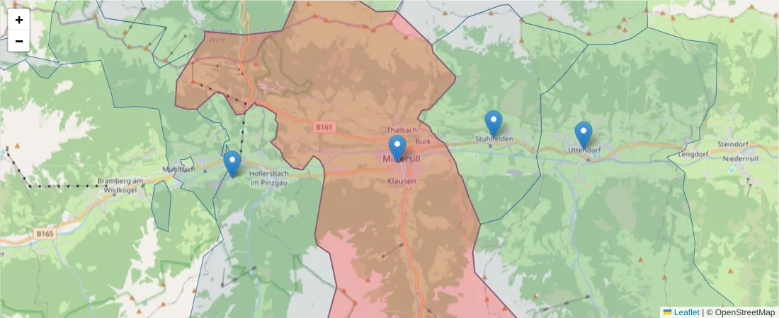 Karte des Postleitzahlen Bereichs  und der umliegenden Postleitzahlen in Deutschland
