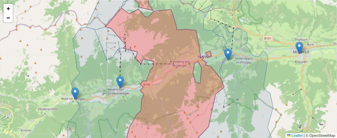 Karte des Postleitzahlen Bereichs  und der umliegenden Postleitzahlen in Deutschland