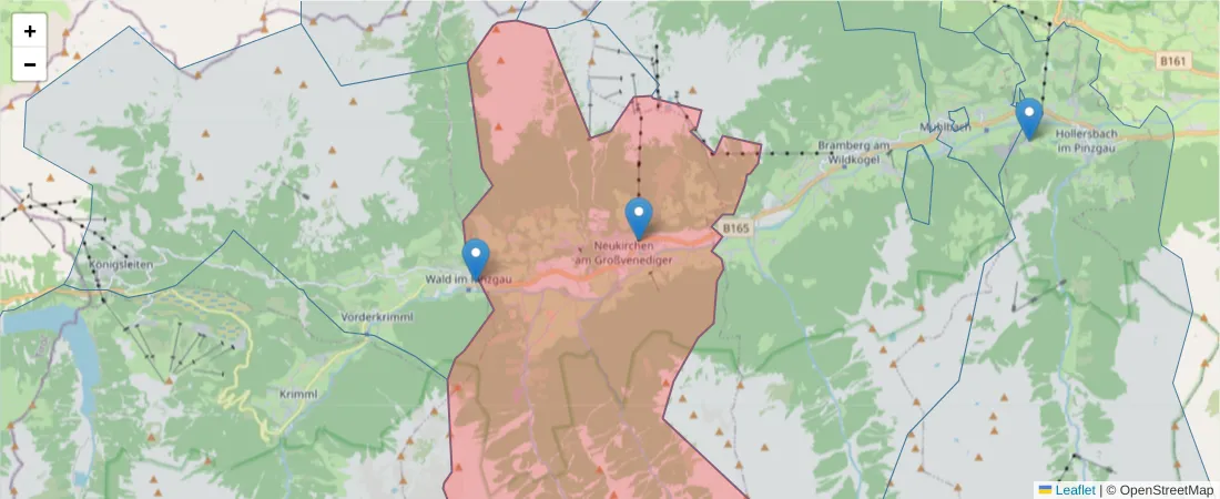 Karte des Postleitzahlen Bereichs  und der umliegenden Postleitzahlen in Deutschland