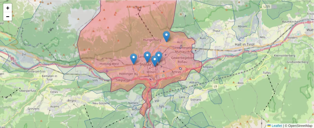 Karte des Postleitzahlen Bereichs  und der umliegenden Postleitzahlen in Deutschland