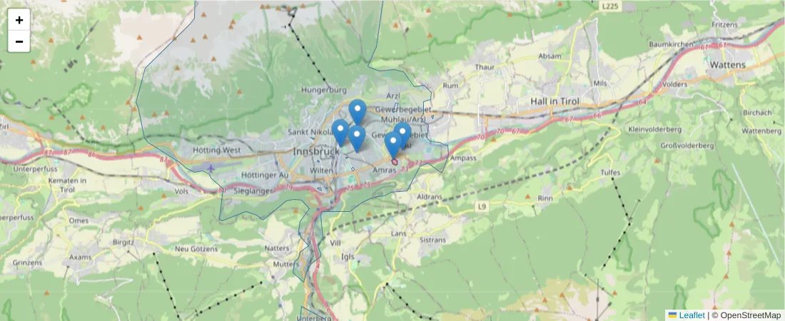 Karte des Postleitzahlen Bereichs  und der umliegenden Postleitzahlen in Deutschland