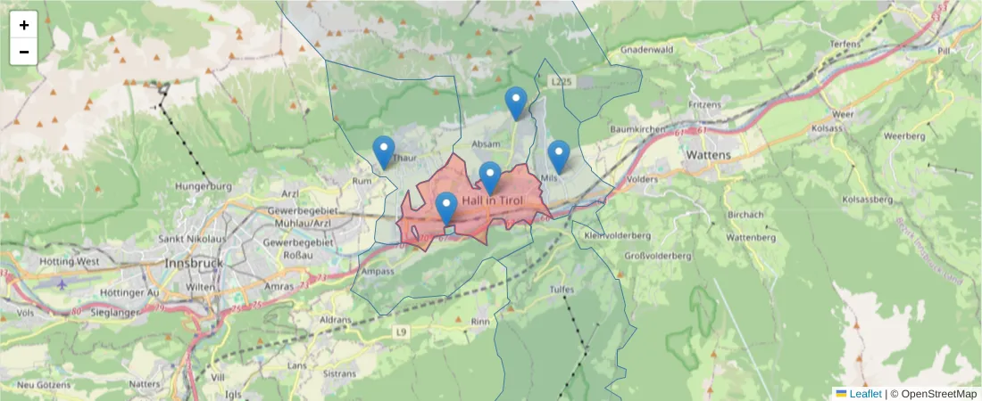 Karte des Postleitzahlen Bereichs  und der umliegenden Postleitzahlen in Deutschland