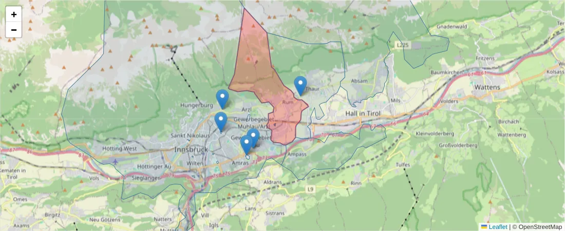 Karte des Postleitzahlen Bereichs  und der umliegenden Postleitzahlen in Deutschland