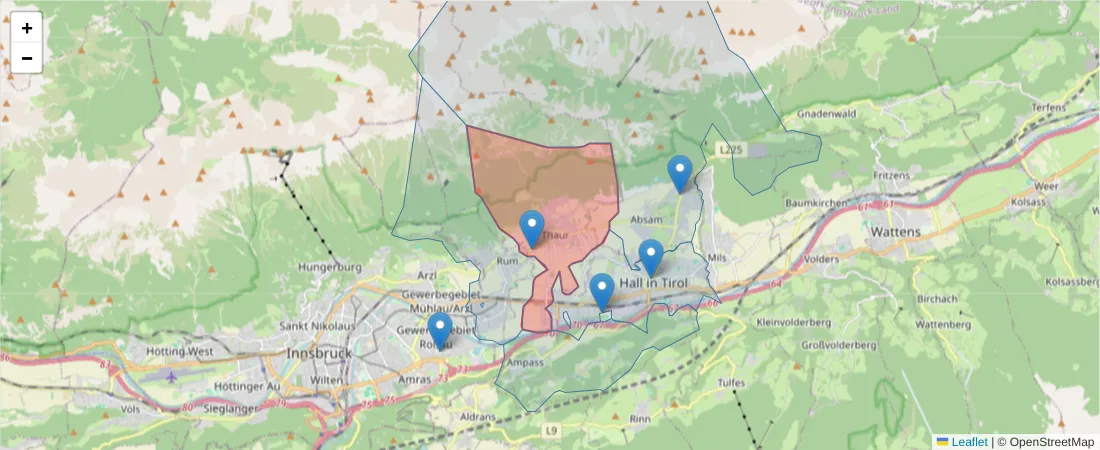 Karte des Postleitzahlen Bereichs  und der umliegenden Postleitzahlen in Deutschland