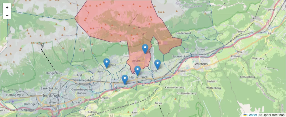 Karte des Postleitzahlen Bereichs  und der umliegenden Postleitzahlen in Deutschland