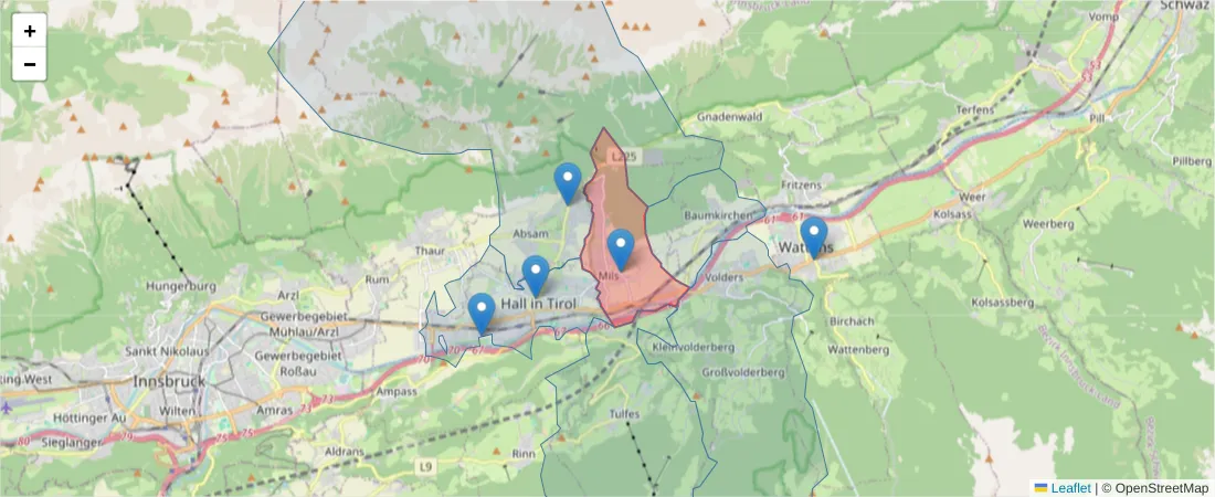 Karte des Postleitzahlen Bereichs  und der umliegenden Postleitzahlen in Deutschland