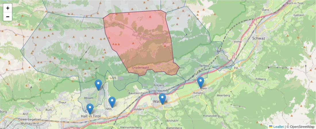 Karte des Postleitzahlen Bereichs  und der umliegenden Postleitzahlen in Deutschland