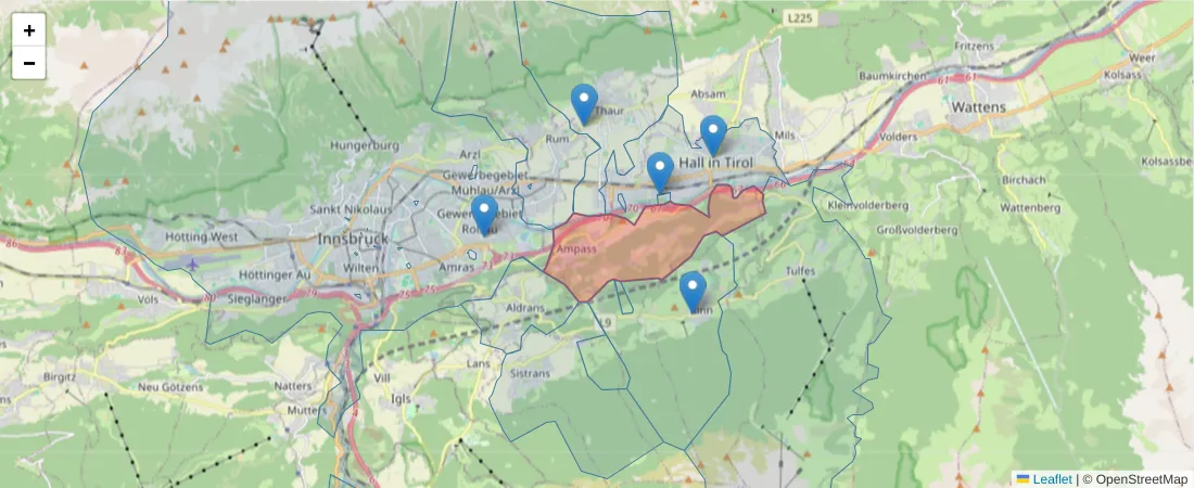 Karte des Postleitzahlen Bereichs  und der umliegenden Postleitzahlen in Deutschland