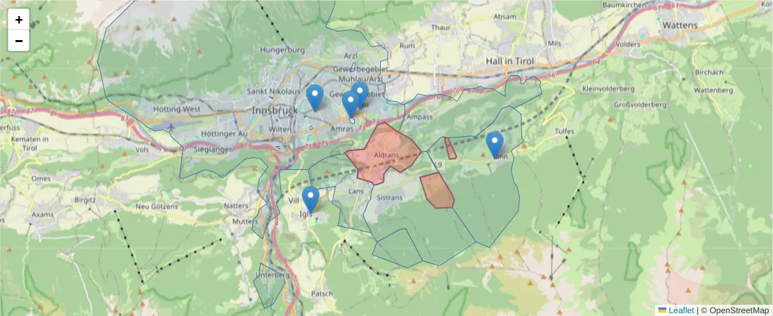 Karte des Postleitzahlen Bereichs  und der umliegenden Postleitzahlen in Deutschland