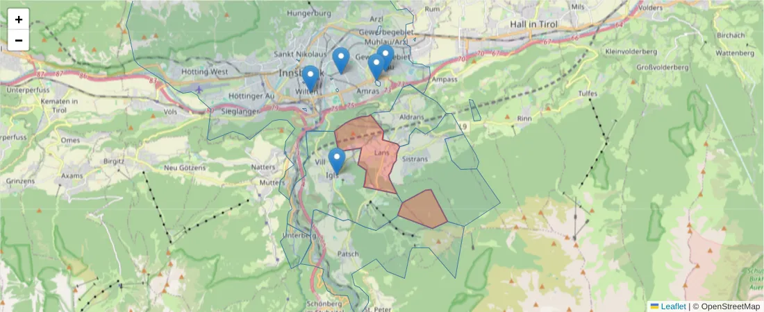 Karte des Postleitzahlen Bereichs  und der umliegenden Postleitzahlen in Deutschland
