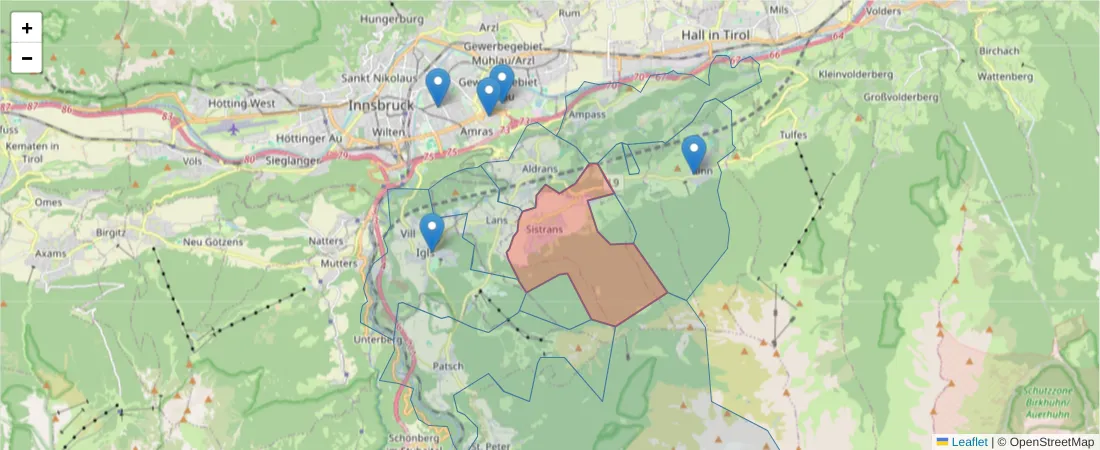 Karte des Postleitzahlen Bereichs  und der umliegenden Postleitzahlen in Deutschland